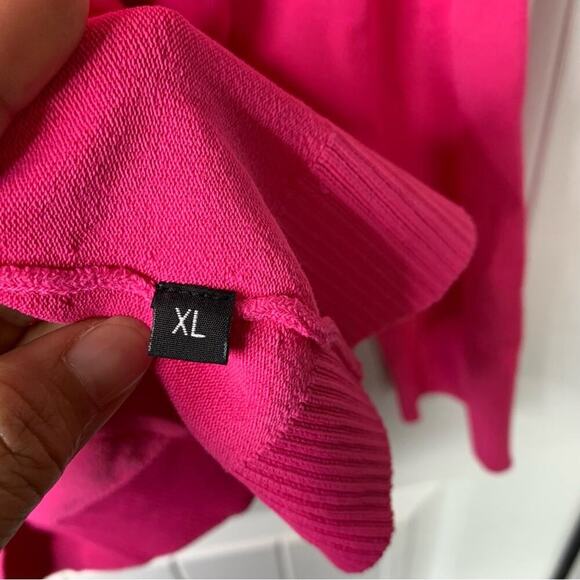 DonCaster hot pink plunging V neckline barbie core sweater‎ size XL - Picture 5 of 6